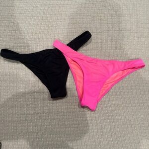 Victoria's Secret Black and Pink Bikini Bottoms